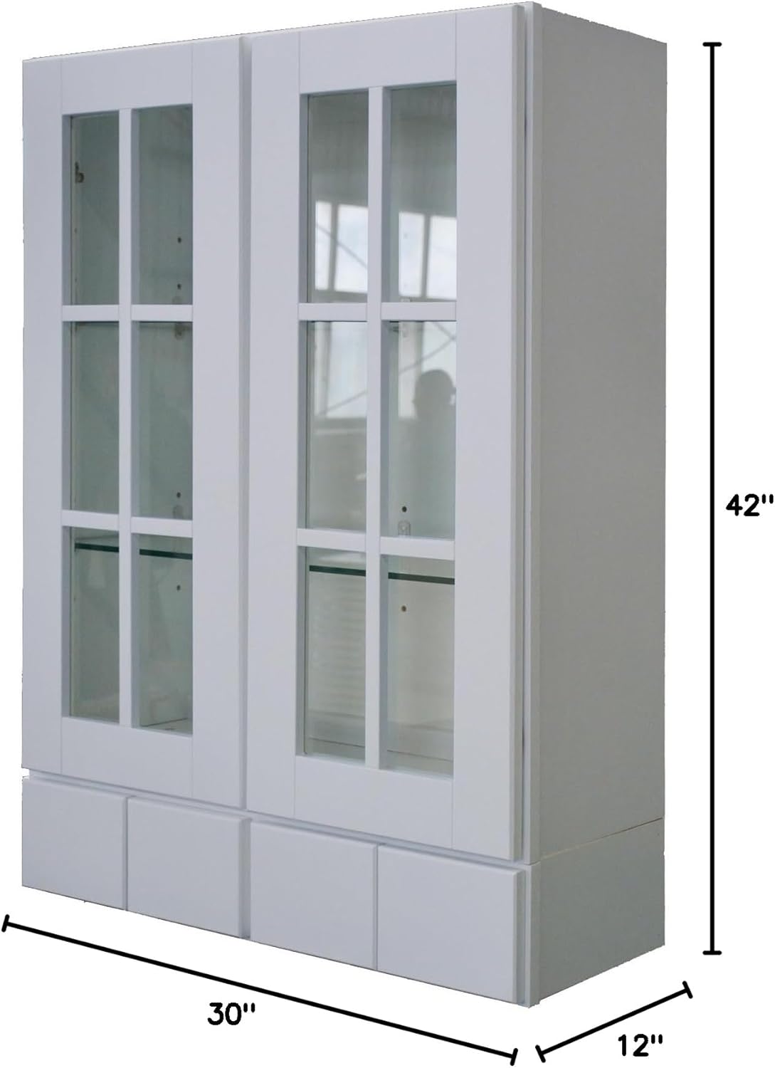 30" x 42" Wall Cabinet with Glass Doors and 4 Drawers W851