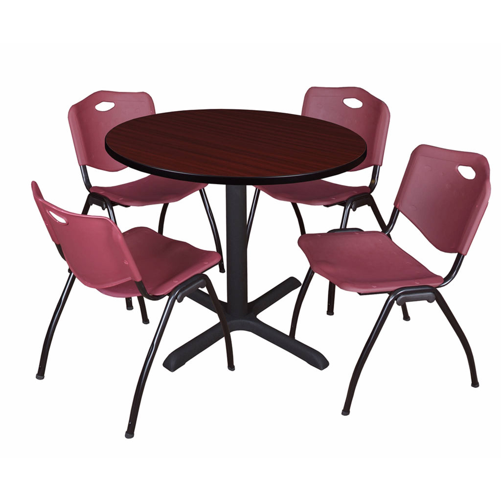 42x22 Round Breakroom Table & 4 Stack Chairs O1586
