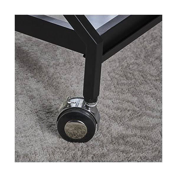 Black Tempered Glass Iron Bar Cart K586300