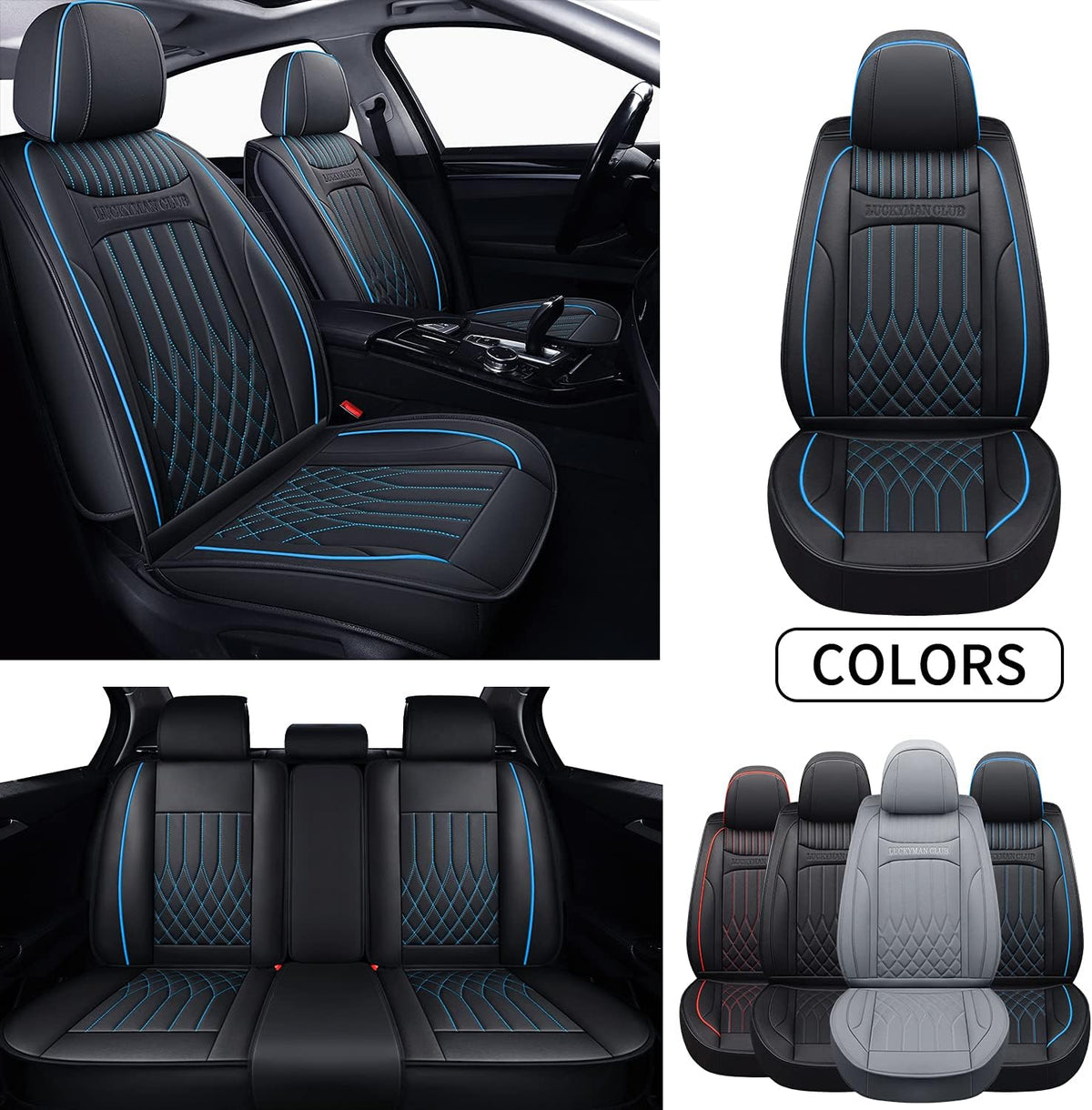 Universal Car Seat Covers Full Set Black/Red Q95827