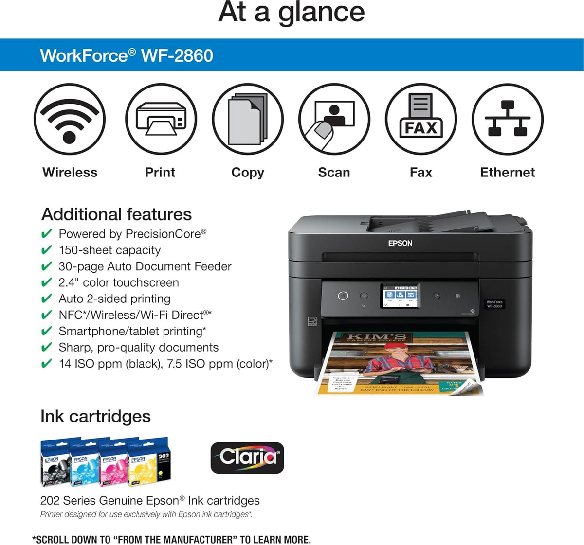Wireless Color All-in-One Printer with Scanner, Copier, Fax V464184
