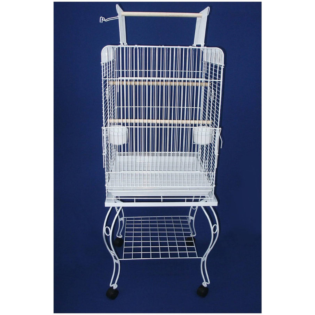 24 in. Open Top Parrot Cage with Stand - White O6374
