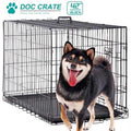 Black 42 inch Folding Dog Cage with Plastic Tray T381