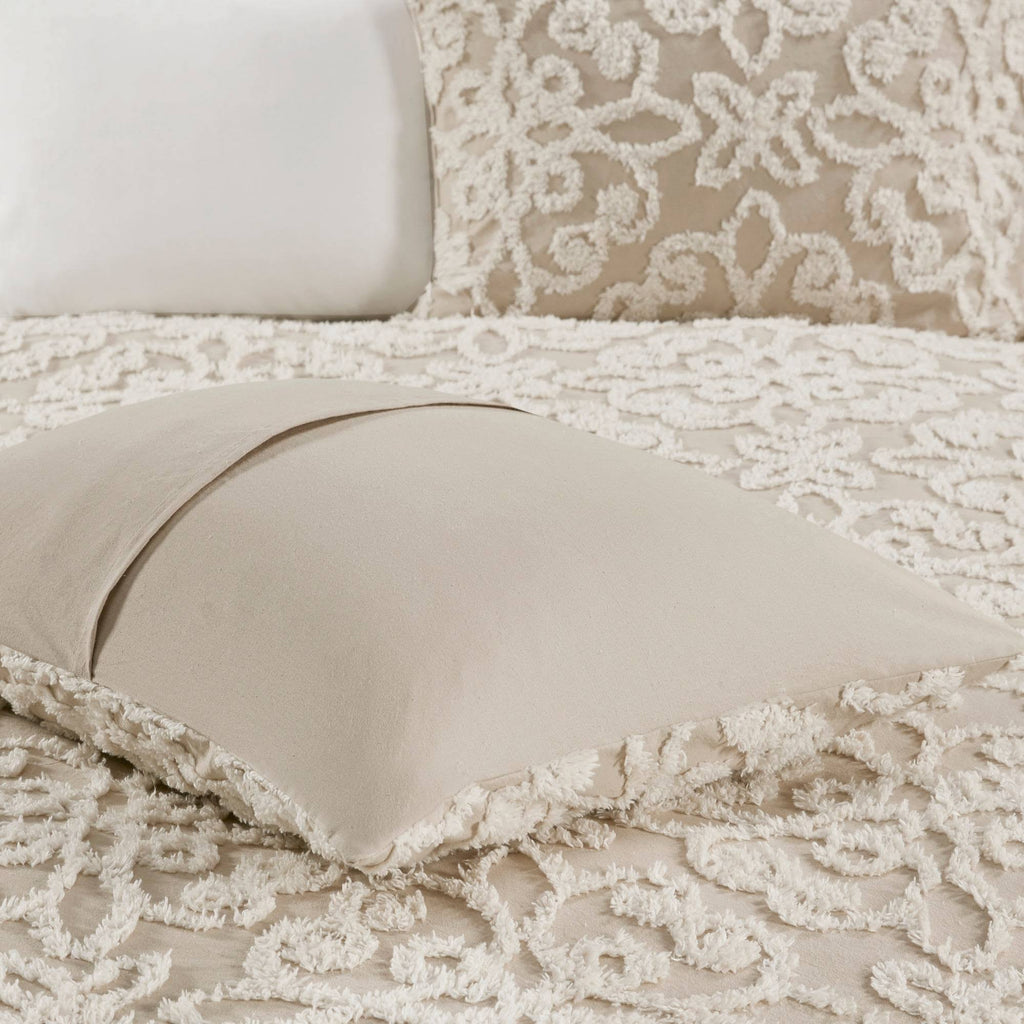 3 Piece Tufted Cotton Chenille Duvet Cover Set Q472044
