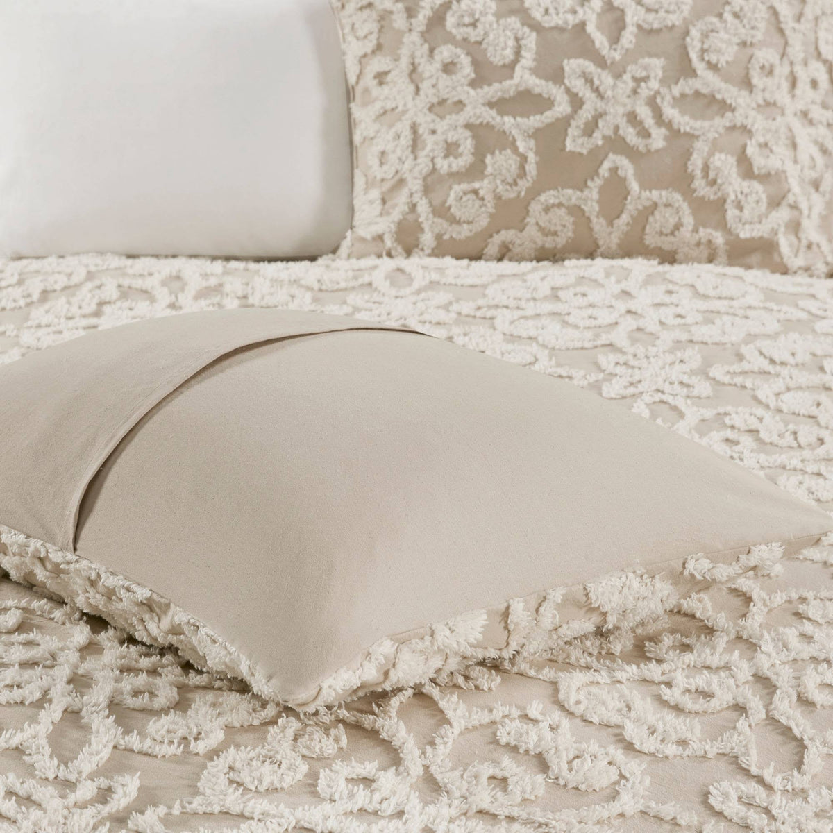 3 Piece Tufted Cotton Chenille Duvet Cover Set Q472044