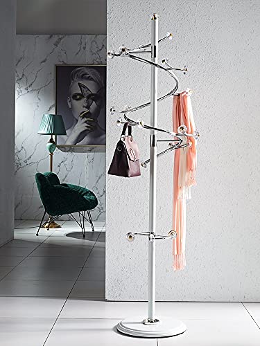 White Double Ball 4.5cm Stainless Steel Coat Rack S8938