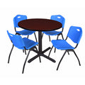 42x22 Round Breakroom Table & 4 Stack Chairs O1586