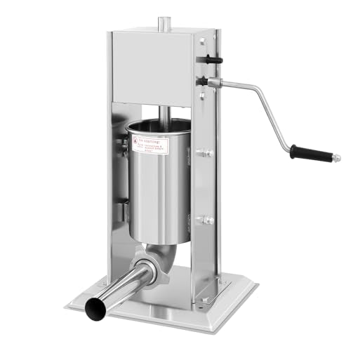 7L/14LB Stainless Steel Manual Sausage Stuffer with 5 Stuffing Tubes W377
