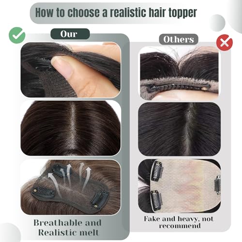 10 Inch Real Human Hair Toppers Swiss Base Clip in Hair Extensions X532888