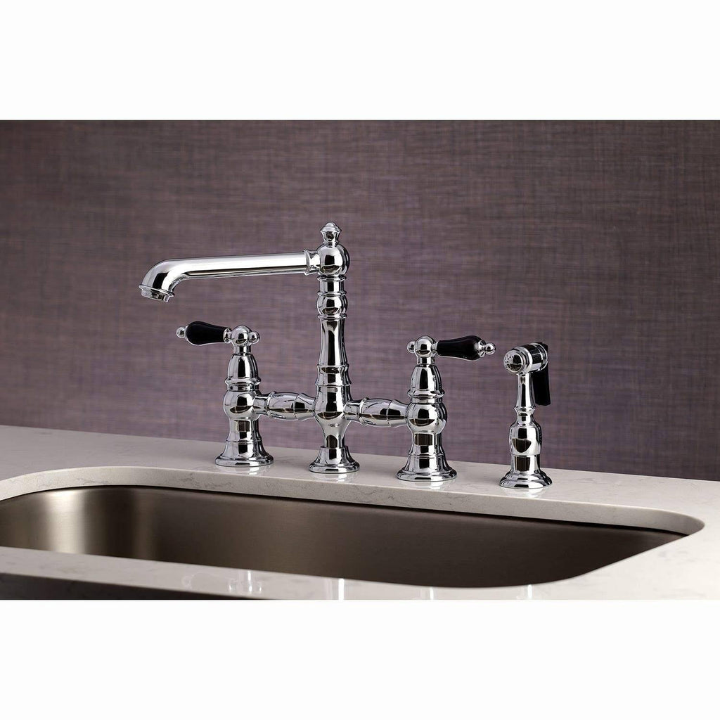 Bridge Kitchen Faucet with Brass Sprayer Matte Black I8459