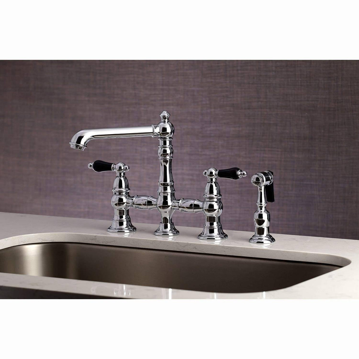 Bridge Kitchen Faucet with Brass Sprayer Matte Black I8459