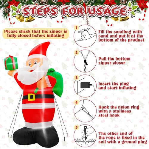 15FT Inflatable Santa Claus with 8pcs LED H10577
