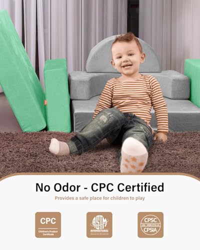 15pcs Modular Kids Play Couch Convertible Foam Sofa Gray T81680