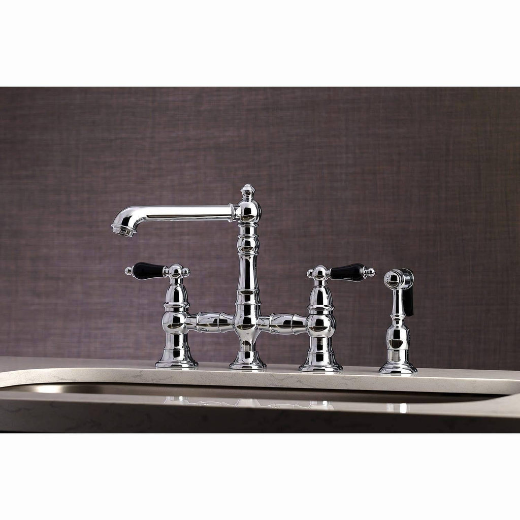 Bridge Kitchen Faucet with Brass Sprayer Matte Black I8459