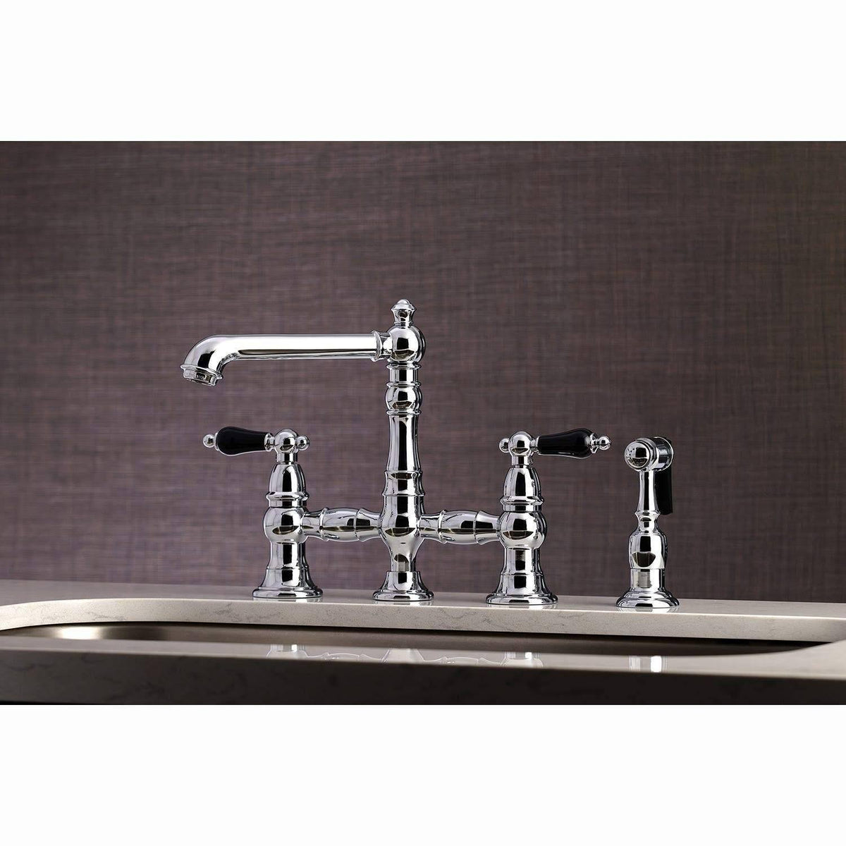 Bridge Kitchen Faucet with Brass Sprayer Matte Black I8459