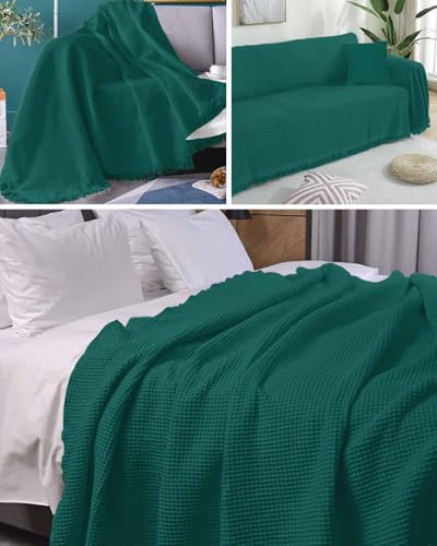 Emerald Green Solid Color 3 Cushion Sofa Covers 71"X150" L756939