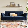 Navy Blue Velvet Memory Foam Futon Sofa A850