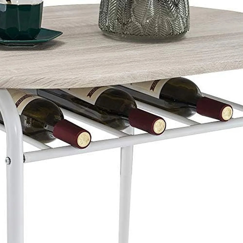 Compact Dining Table Set with Rack (Oak and White) R759369