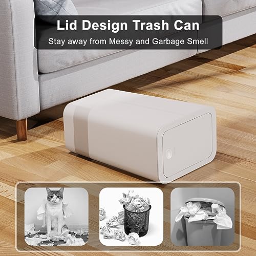 Grey 3 Pack Bathroom Trash Can with Lid Set A91193