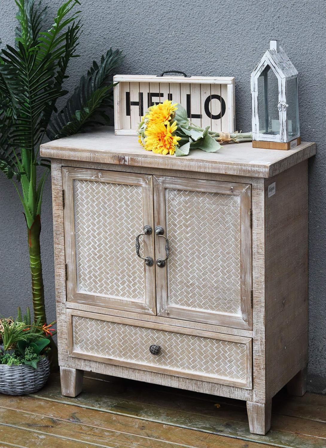 Weathered Wood Cabinet with 1 Drawer and 2 Doors Y276