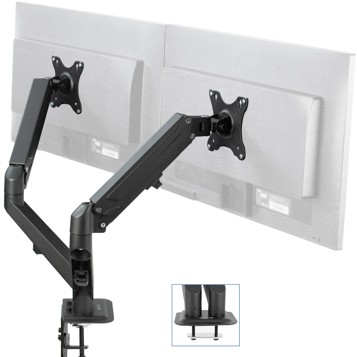 Black Dual Monitor Desk Mount Stand for 17 to 27 inch Screens K593924