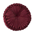 Burgundy Velvet Pleated Circle Floor Pillow Z1078