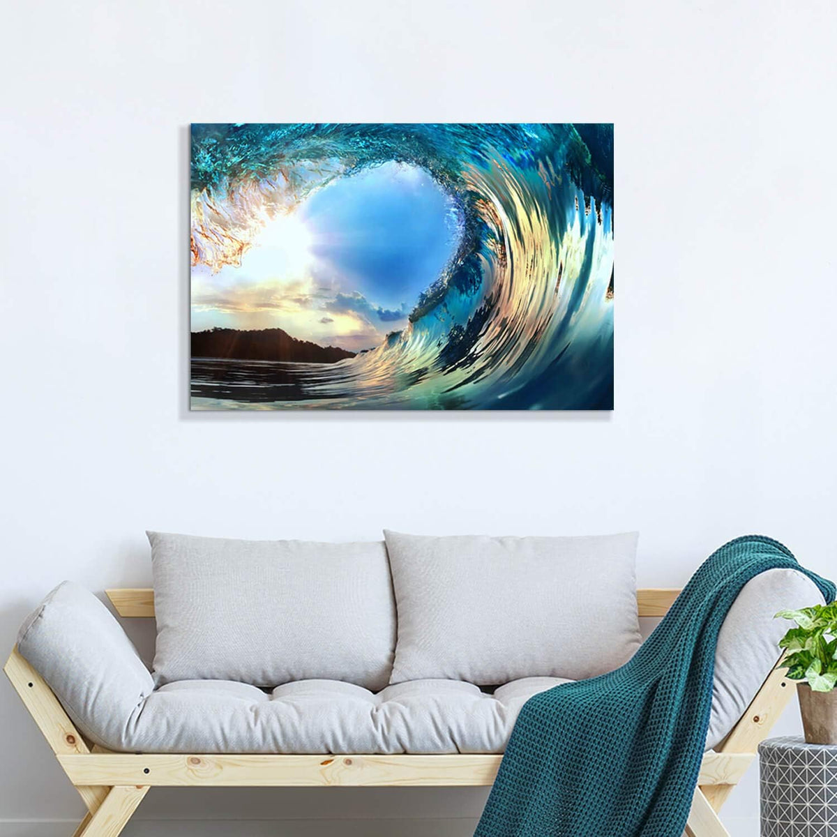 Rolling Ocean Waves Tropical Seascape Sunset Wall Art F6507