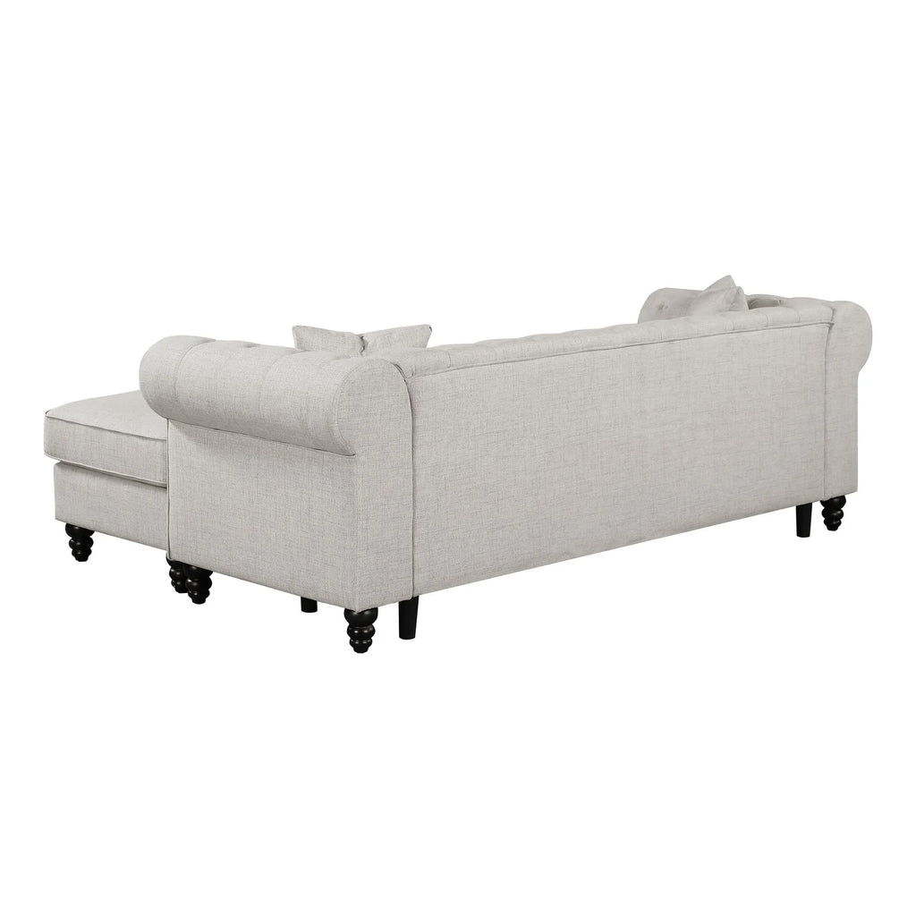 Beige Black Reversible Chaise Sectional Sofa Set with 2 Pillows C47252