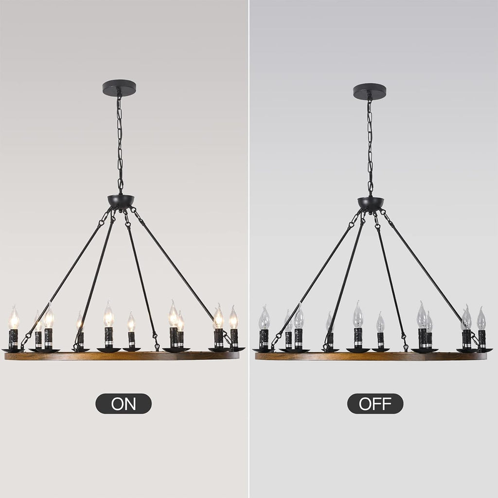 12-Lights Bronze Wagon Wheel Chandelier X54127