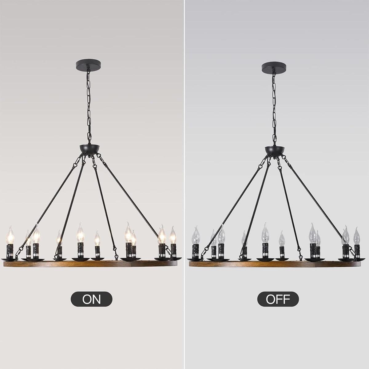 12-Lights Bronze Wagon Wheel Chandelier X54127