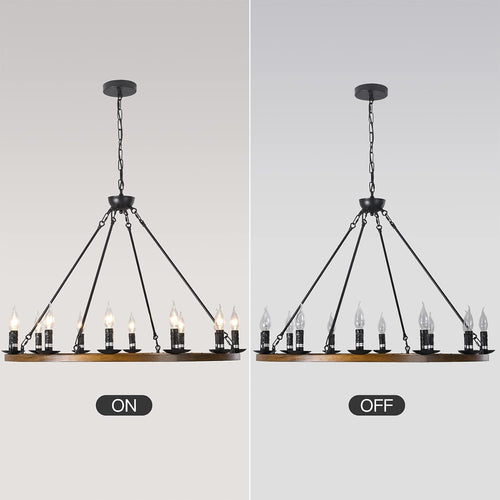 12-Lights Bronze Wagon Wheel Chandelier X54127