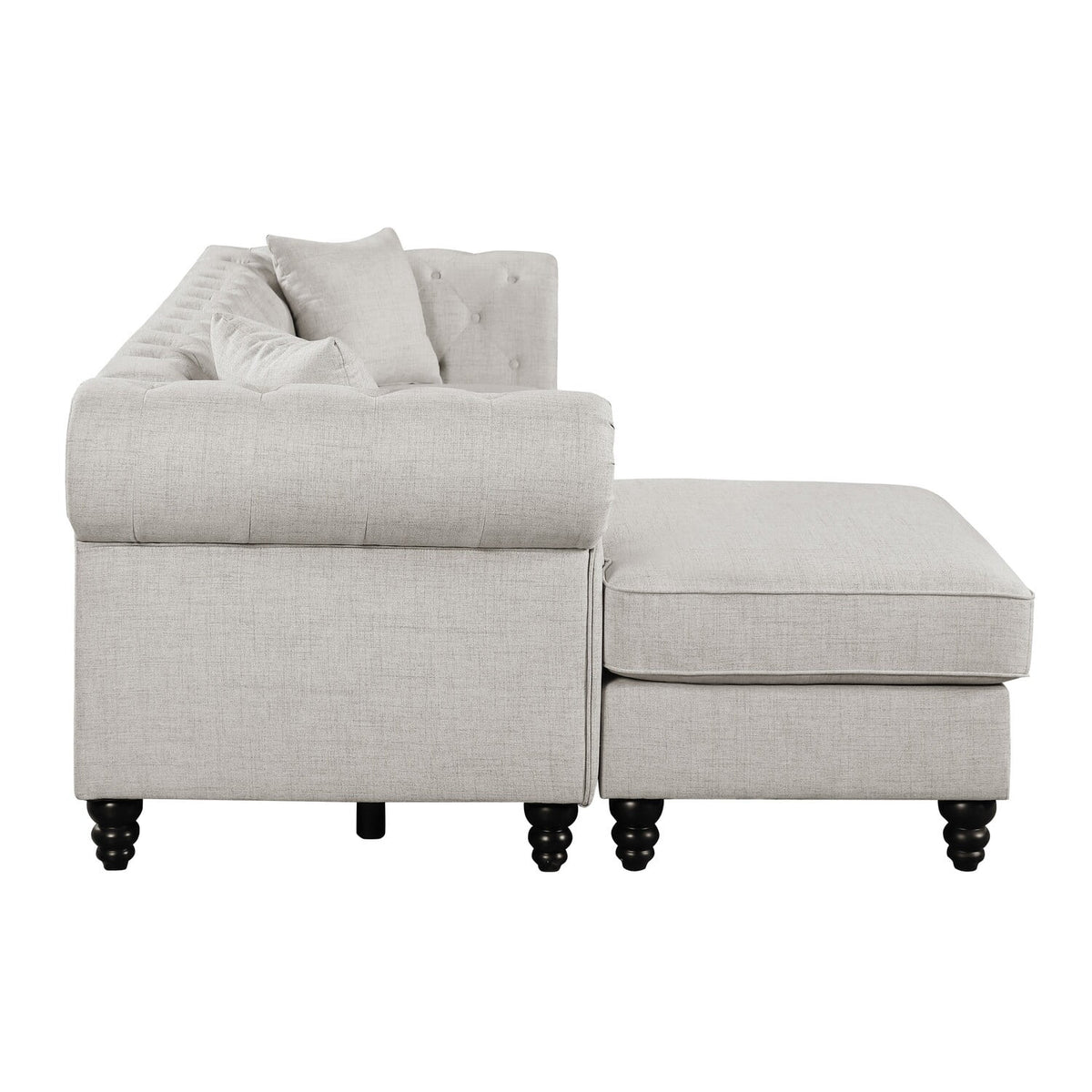 Beige Black Reversible Chaise Sectional Sofa Set with 2 Pillows C47252