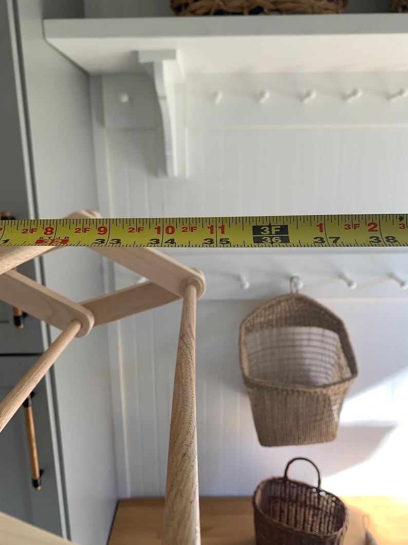 21” x 16” Collapsable Wooden Wall Mounted Drying Rack with Peg Hooks G846