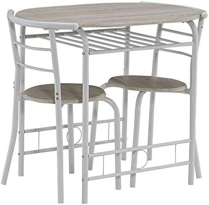 Compact Dining Table Set with Rack (Oak and White) R759369