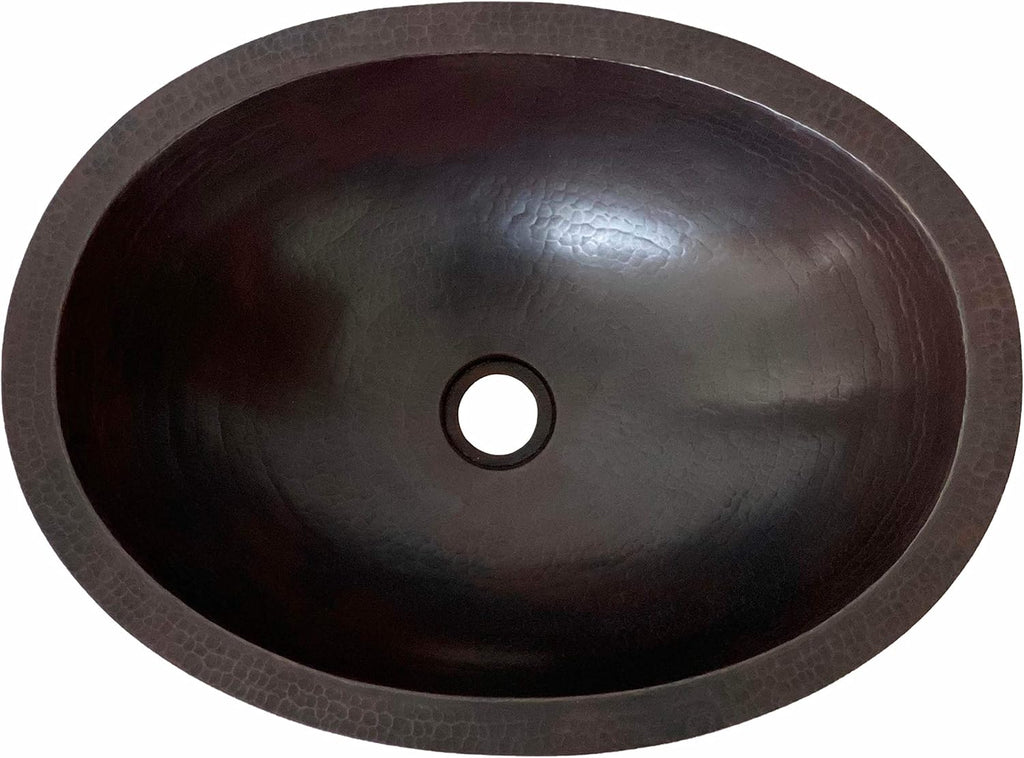 19 x 14 Oval Copper Bathroom Sink Hand Hammered Dual Mount T275