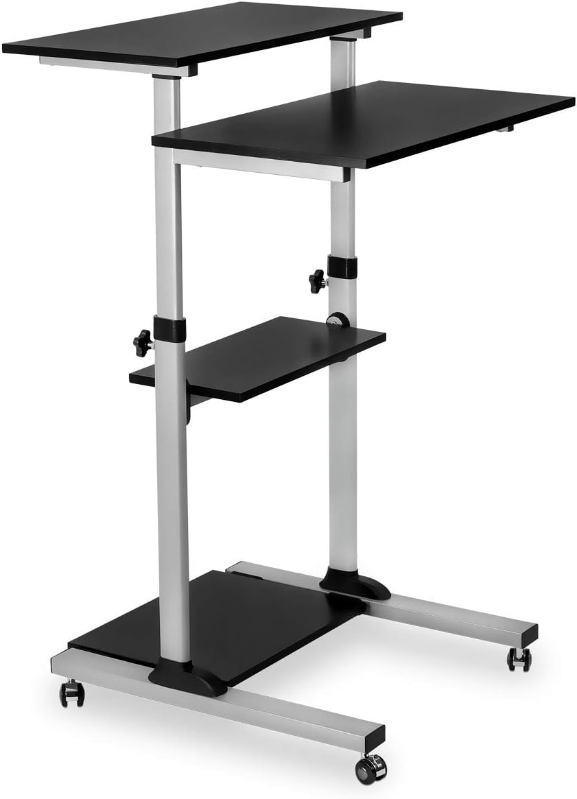 Height Adjustable Mobile Standing Desk with 27.5 Inch Platform J143559
