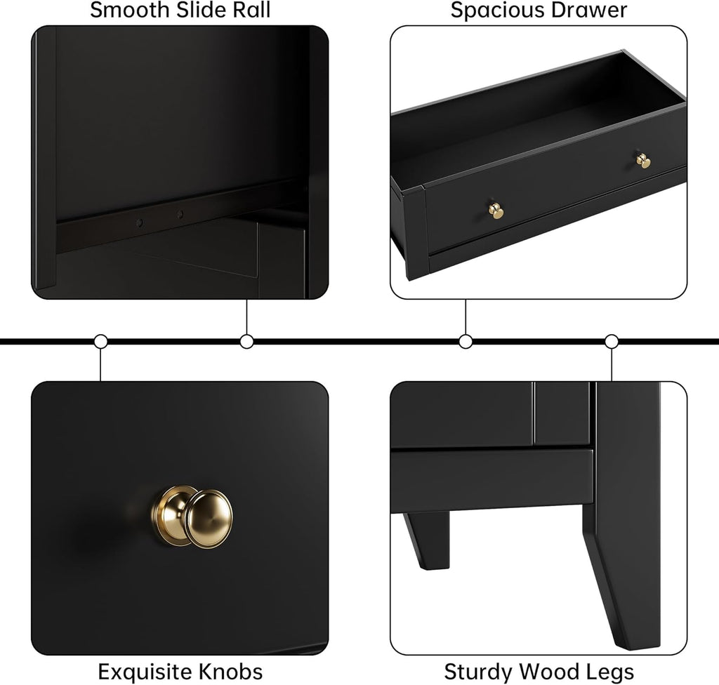 Black 5 Drawer Wood Dresser O5626