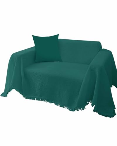 Emerald Green Solid Color 3 Cushion Sofa Covers 71"X150" L756939