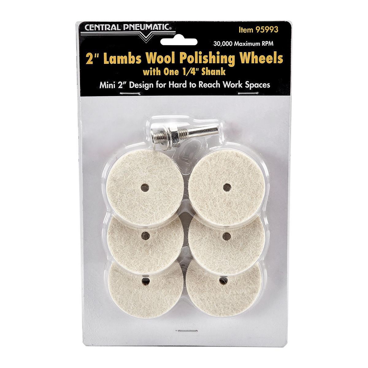 2 in. Lambs Wool Polishing Wheels, 6 Piece H79210