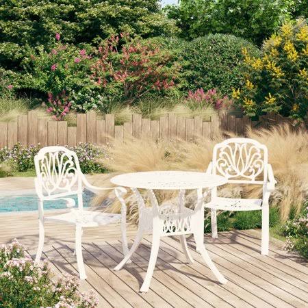 3 Piece Bistro Set Cast Aluminum White B25006