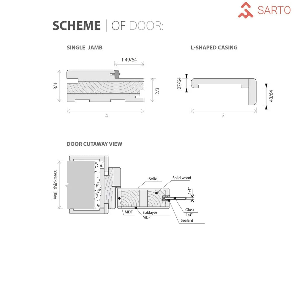 Solid French Double Doors 48 x 96 inches with Frosted Glass M8482
