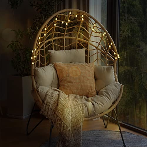 Oversized PE Wicker Egg Chair with Olefin Cushion and Stand F2680