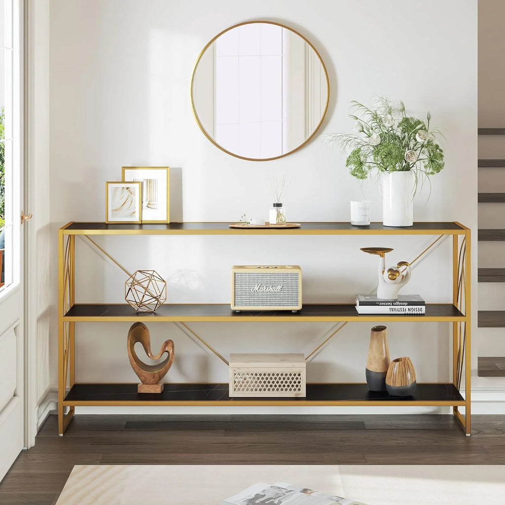 Black 3 Shelf Console Table B68251