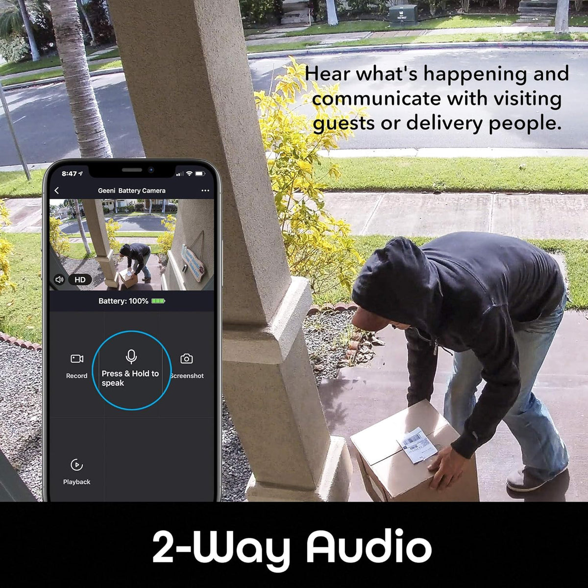 Wireless WiFi Security Camera, 1080P Night Vision, Motion Detection, 2-Way Audio P3756
