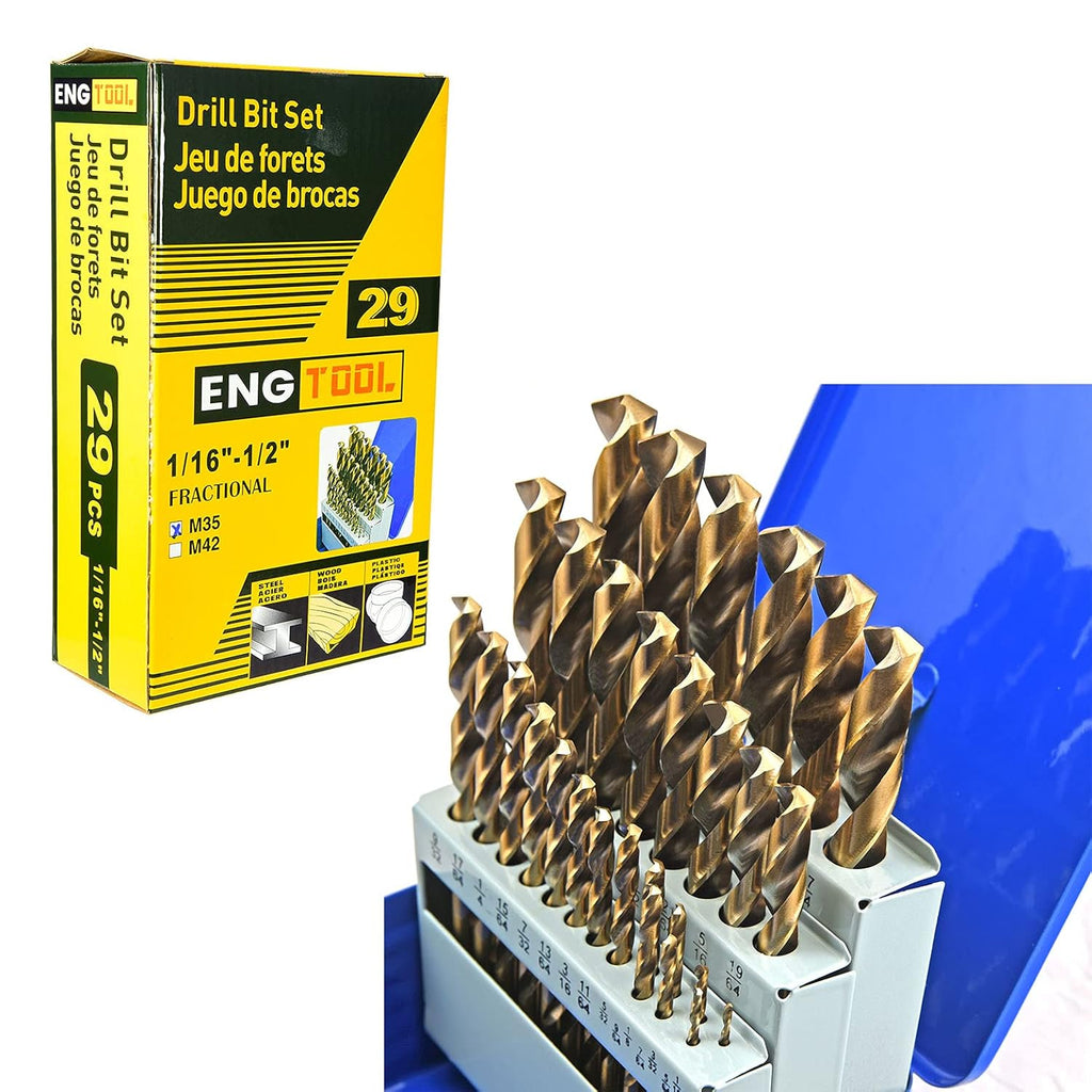 29 Piece Cobalt HSS M35 Twist Drill Bit Set T8597