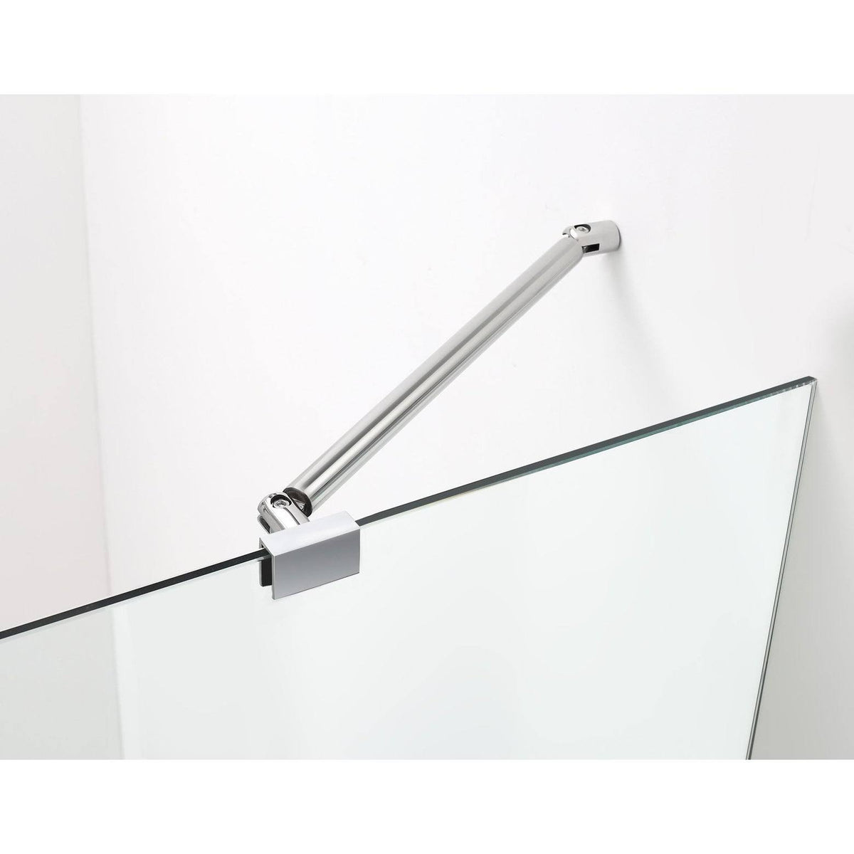 Frameless Hinged Neo-Angle Shower Enclosure in Stainless Steel B936095