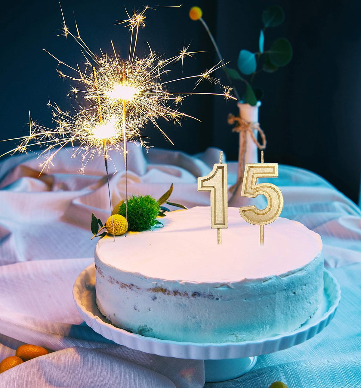 Gold Number 15 Birthday Candles H342