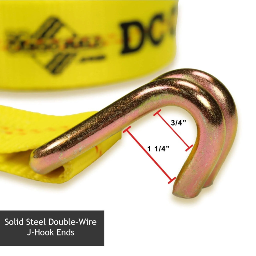 2 Heavy Duty Ratchet Straps with J Hooks, 2" x 27' Tie-Down Cargo Truck Straps E5743