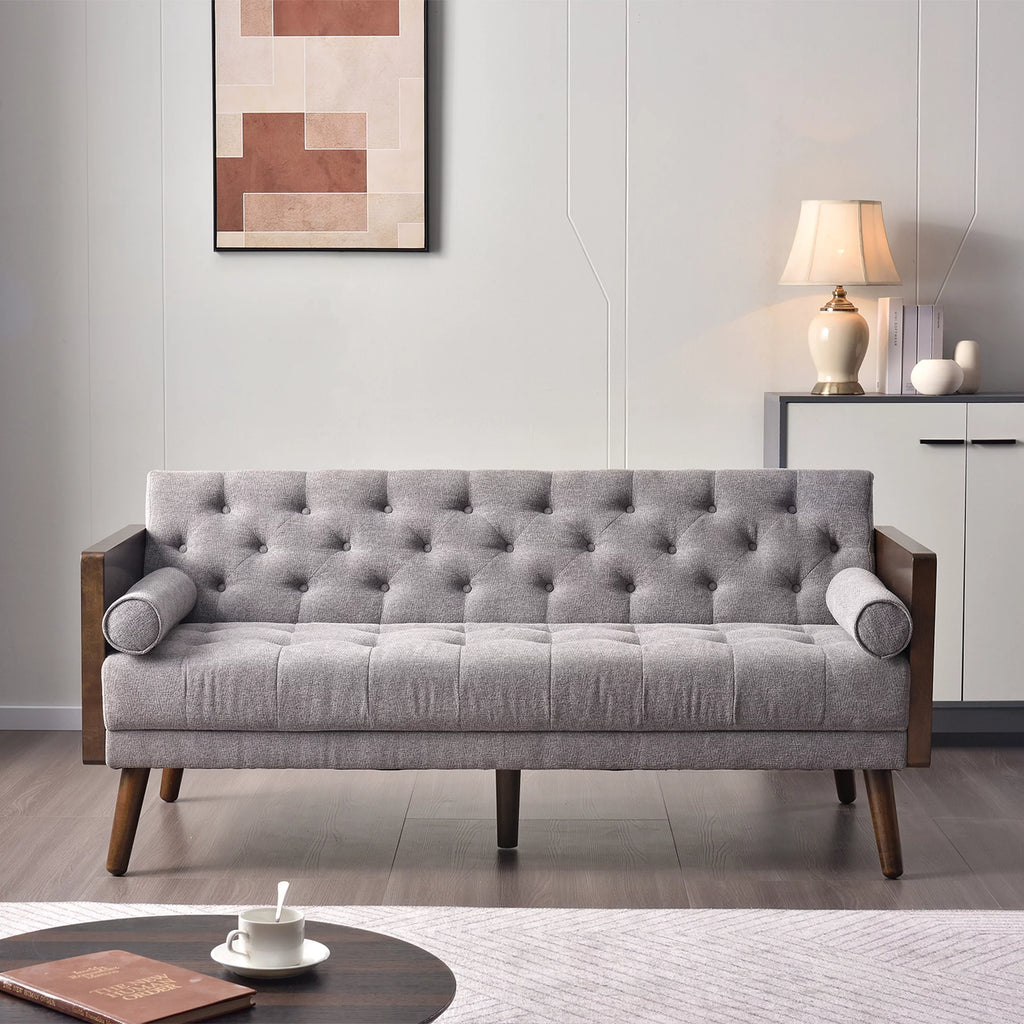 70 inch Grey Chenille Convertible Futon Sofa Bed E10466