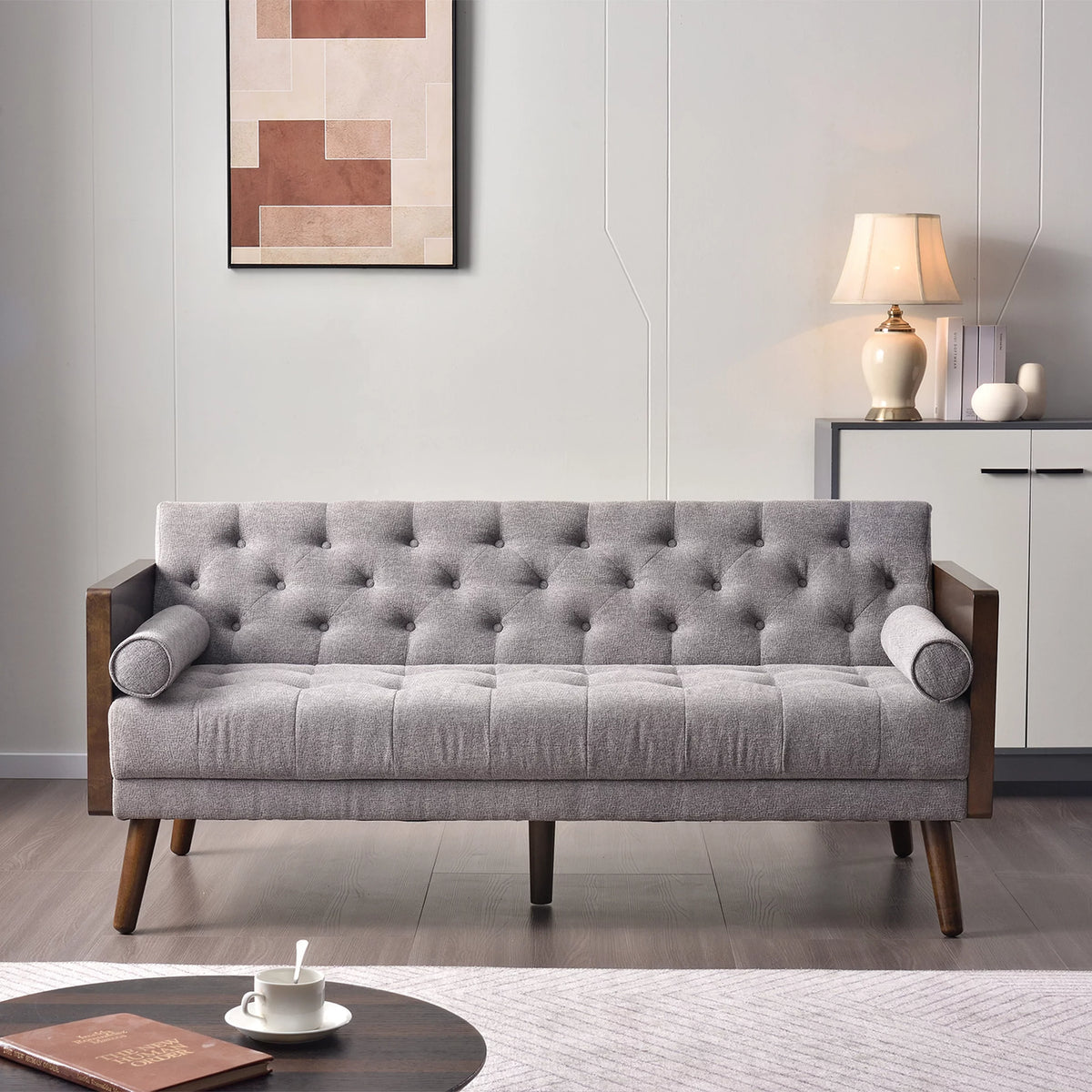 70 inch Grey Chenille Convertible Futon Sofa Bed E10466
